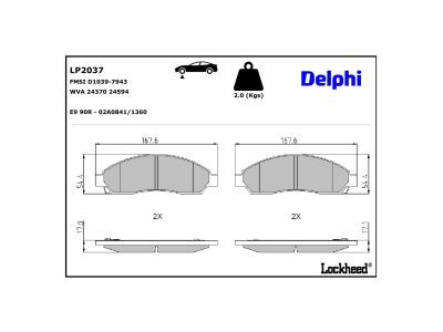 DELPHI LP2037 - Bremsbelagsatz, Scheibenbremse