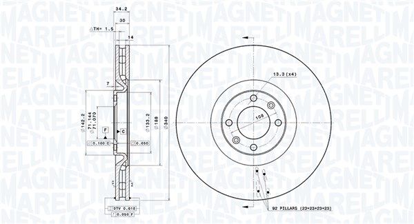 360406113901 MAGNETI MARELLI féktárcsa
