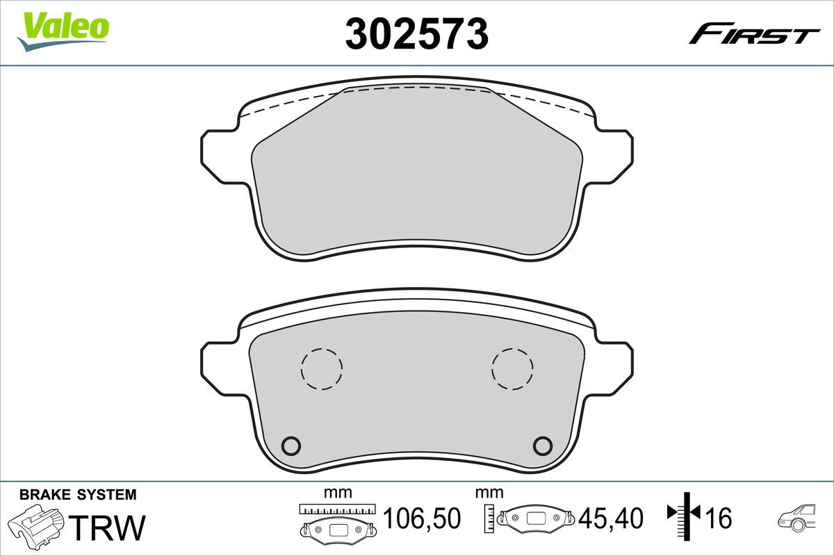 Комплект тормозных колодок, дисковый тормоз 302573