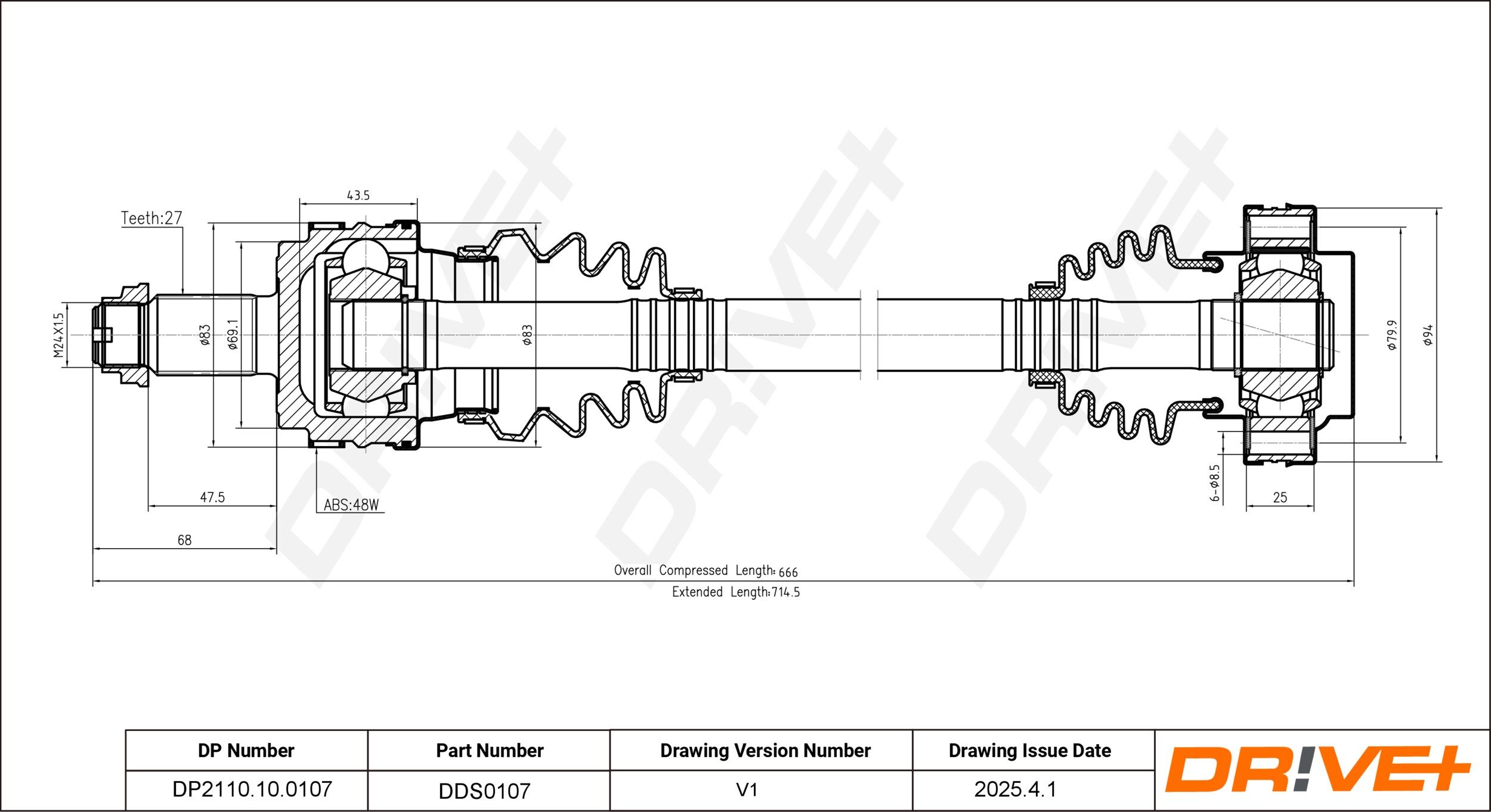 Dr!ve+ DP2110.10.0107 Antriebswelle