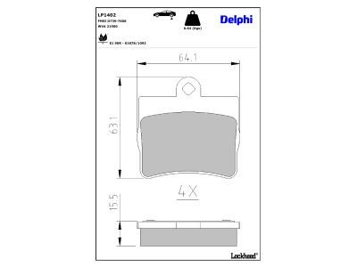 DELPHI LP1402 - Bremsbelagsatz, Scheibenbremse