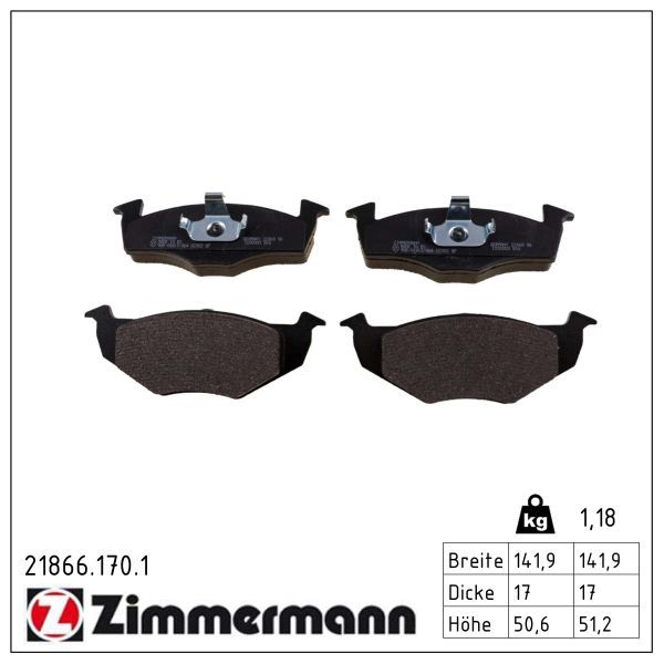 Zimmermann 21866.170.1 Bremsbelagsatz, Scheibenbremse