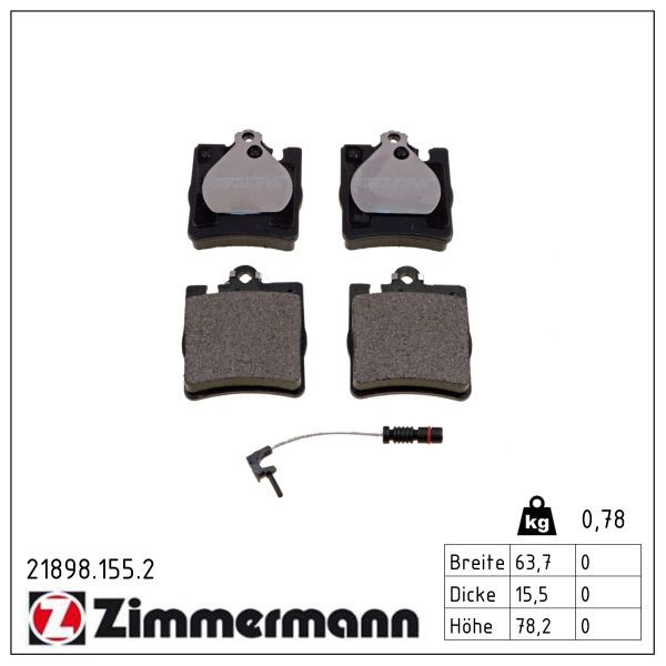 Zimmermann 21898.155.2 Bremsbelagsatz, Scheibenbremse