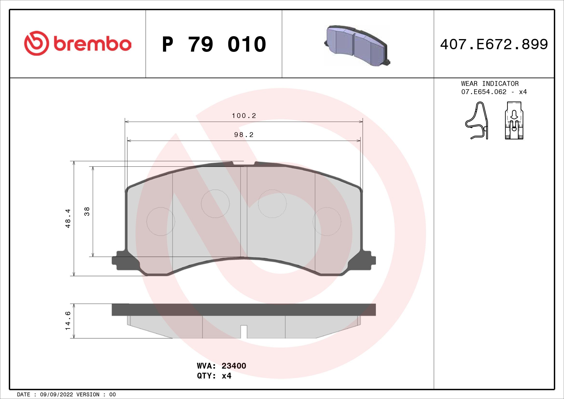 BREMBO P 79 010 - Bremsbelagsatz, Scheibenbremse PRIME LINE