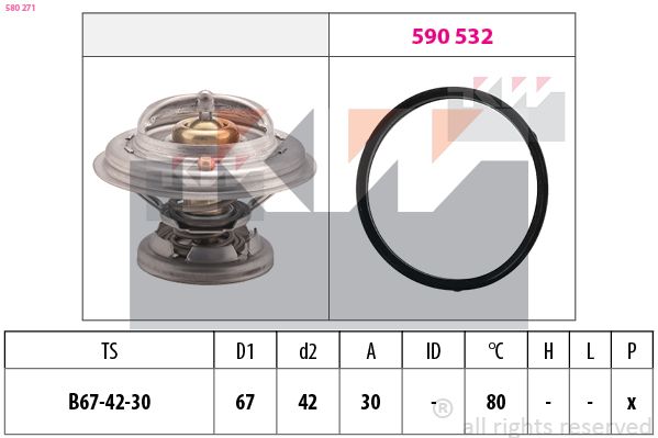 580 271 KW Made in Italy - OE Equivalent termosztát, hűtőfolyadék