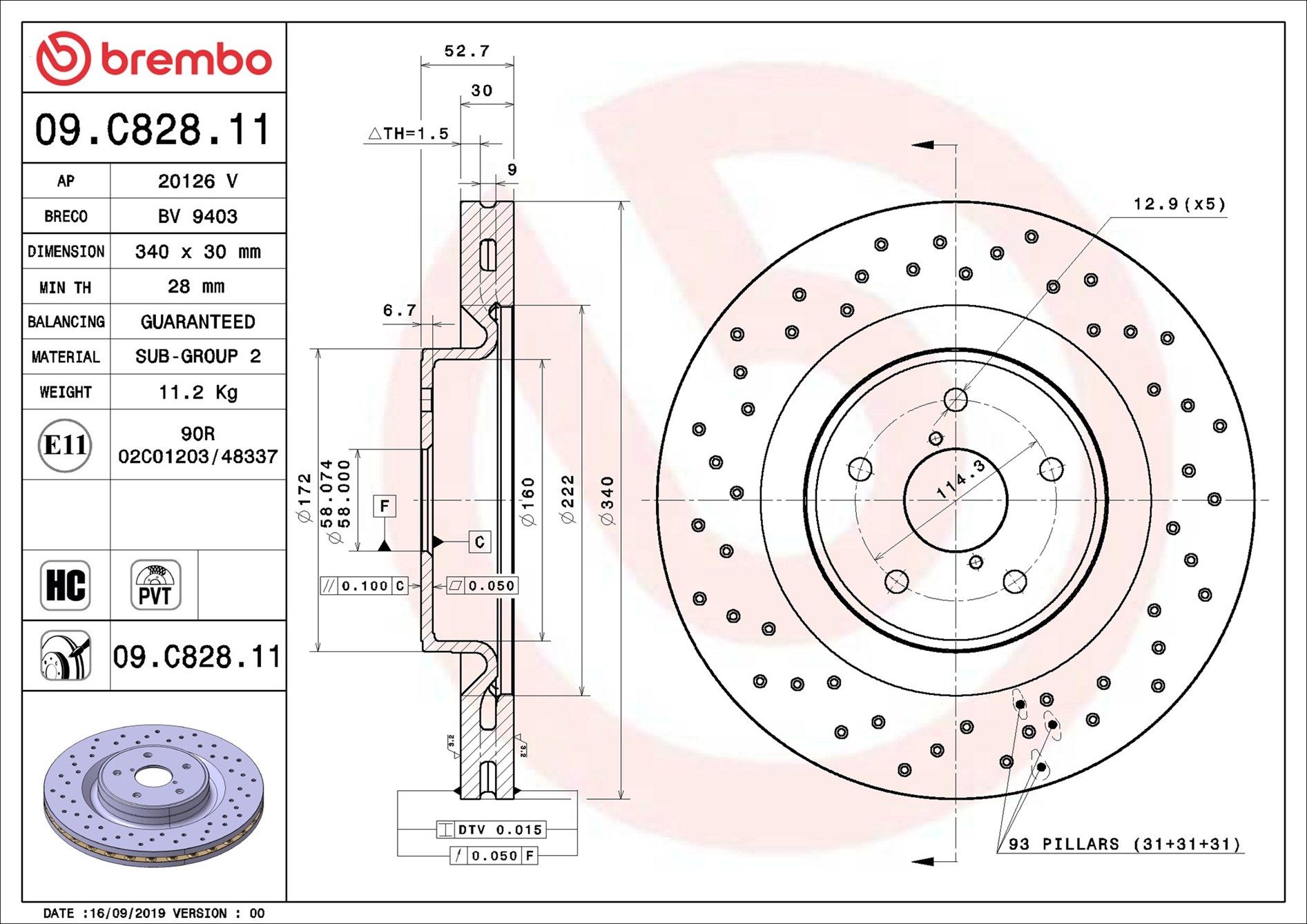 SUBARU WRX STI V1, V10 14-22 (FRT) *X/Driiled - TecDoc 1