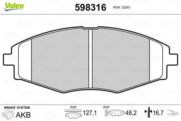 Brake Pad Set, disc brake 598316