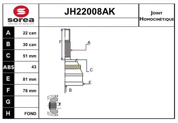 KIT CV JOINT AVEC KR050 -