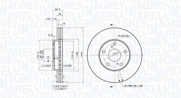 360406047101 MAGNETI MARELLI féktárcsa