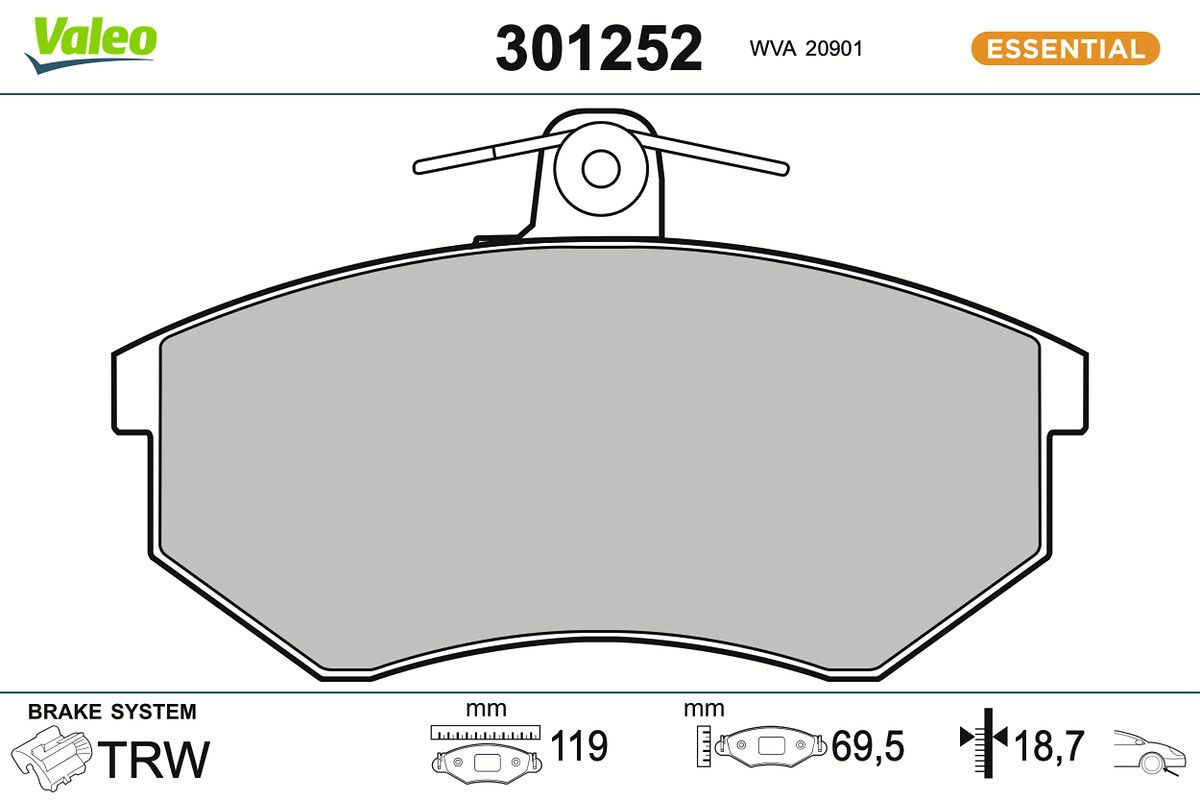 VALEO 301252 - Bremsbelagsatz, Scheibenbremse