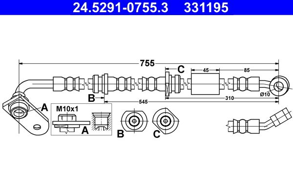 ATE 24.5291-0755.3 - Bremsschlauch