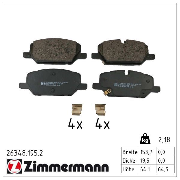 Zimmermann 26348.195.2 Bremsbelagsatz, Scheibenbremse