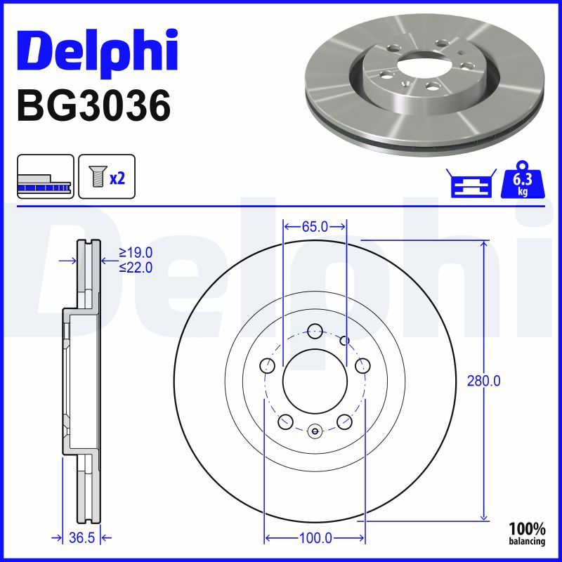 DELPHI BG3036 - Bremsscheibe