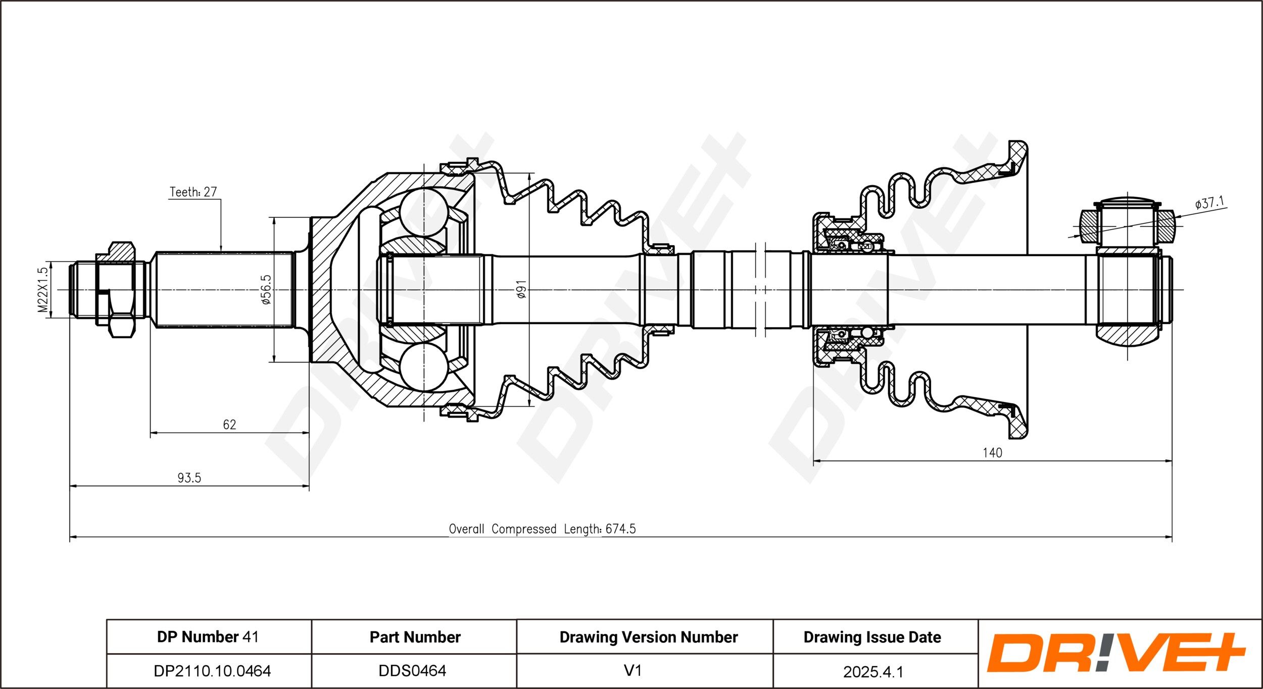Dr!ve+ DP2110.10.0464 Antriebswelle