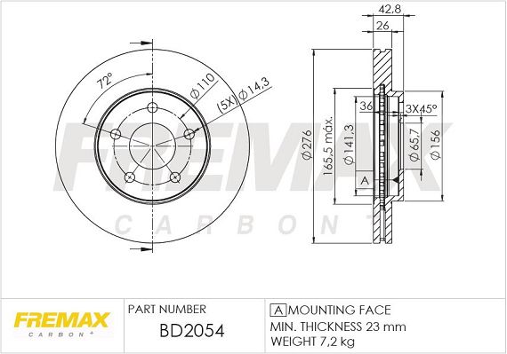 BD-2054 FREMAX féktárcsa