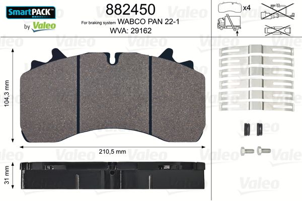 882450 VALEO SMARTPACK fékbetétkészlet, tárcsafék
