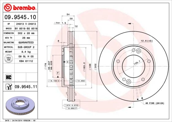 Brake Disc 09.9545.10