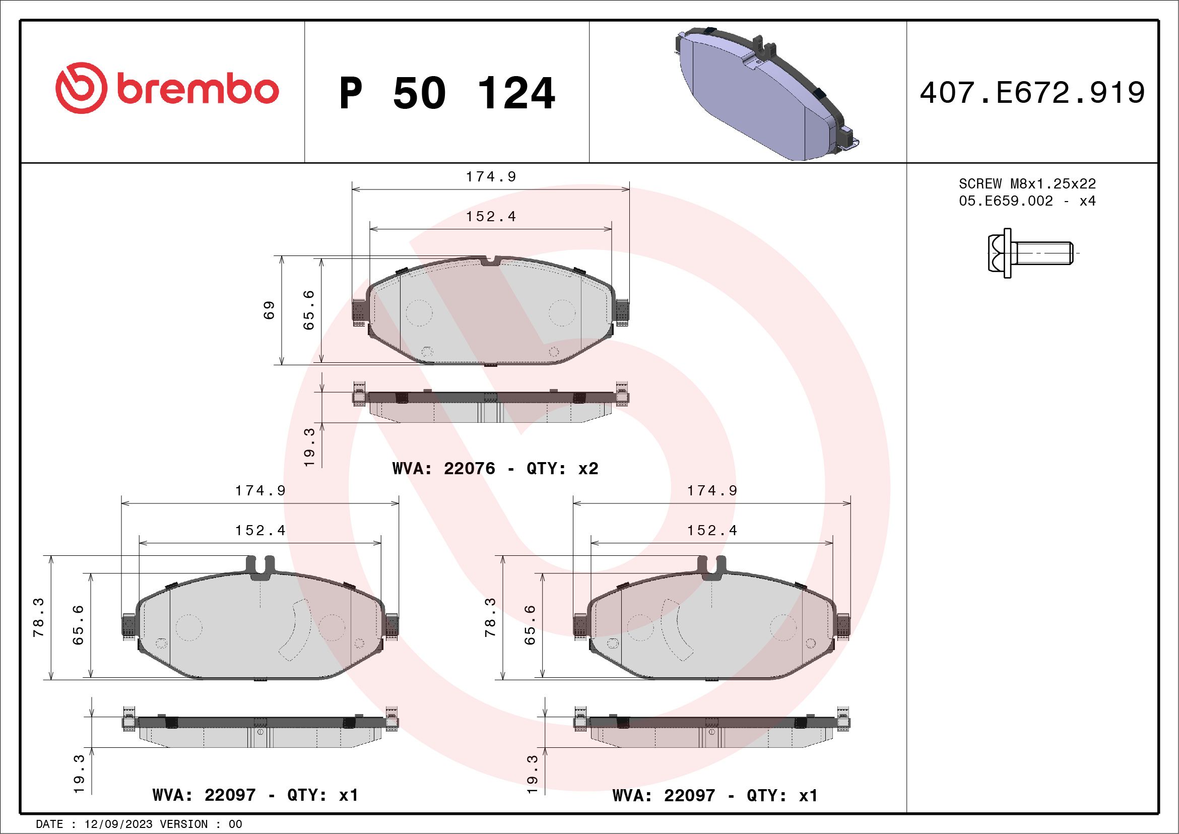 Brake Pad Set, disc brake P 50 124