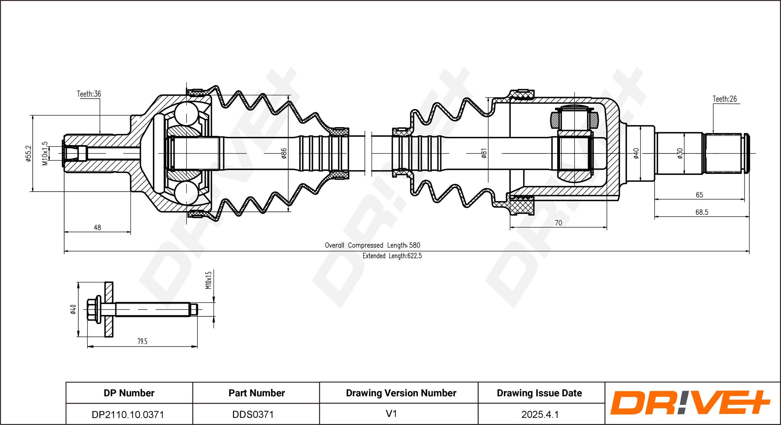 Dr!ve+ DP2110.10.0371 Antriebswelle