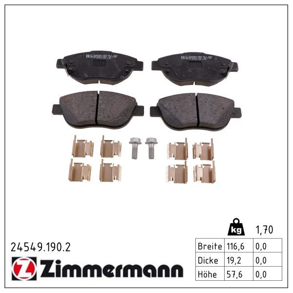 Zimmermann 24549.190.2 Bremsbelagsatz, Scheibenbremse