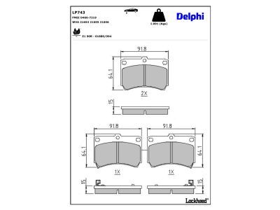 DELPHI LP743 - Bremsbelagsatz, Scheibenbremse