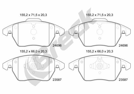Bremsbelagsatz, Scheibenbremse