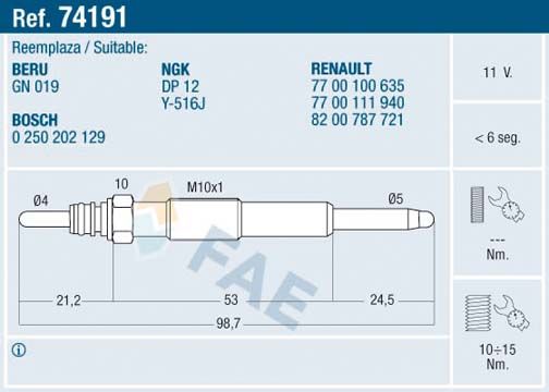 Glow Plug 74191