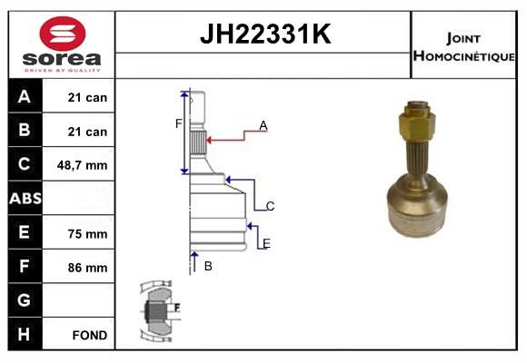 KIT CV JOINT AVEC KR009 - C3 1.4 I