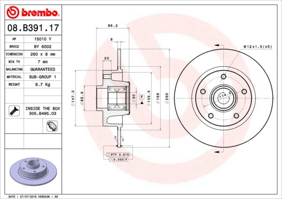 DISQUE FR.+ROULEM BREMBO