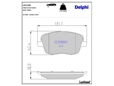 DELPHI LP1728 - Bremsbelagsatz, Scheibenbremse