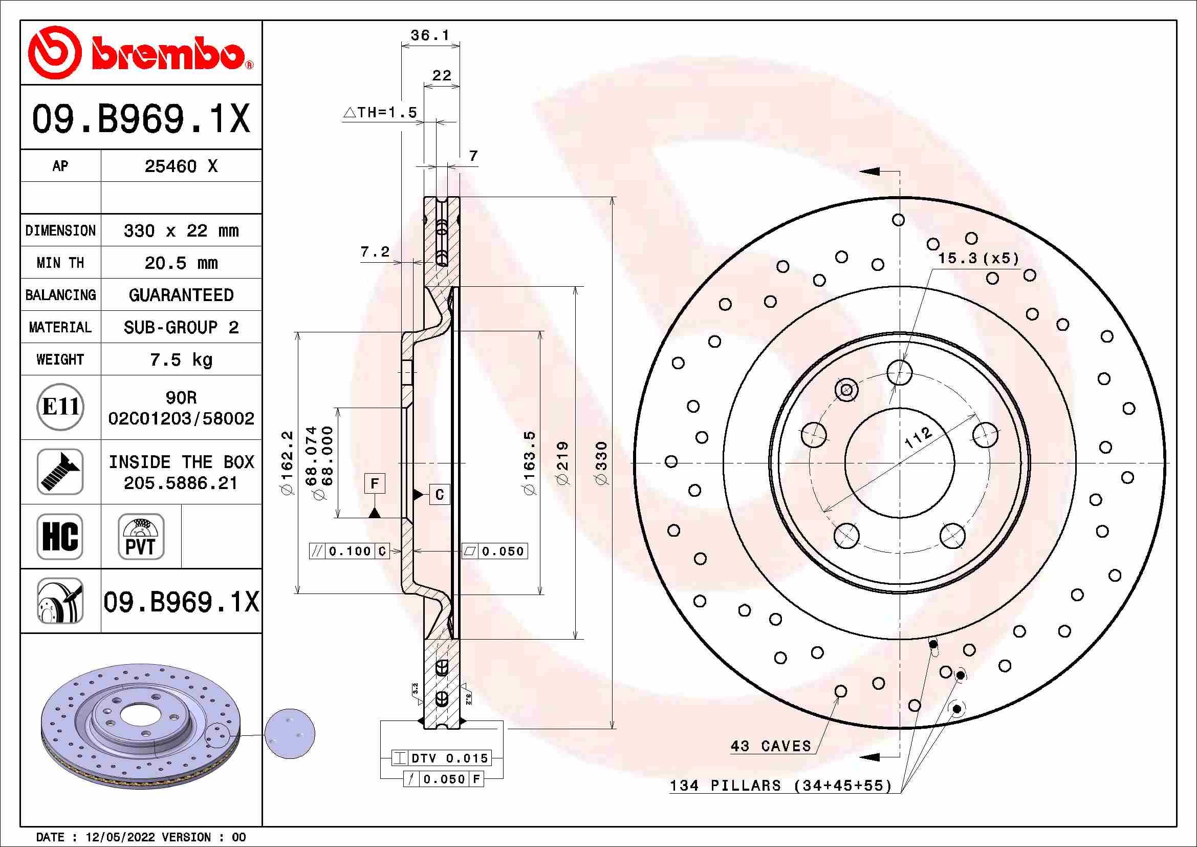 Тормозной диск 09.B969.1X