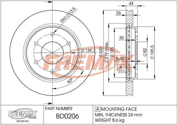 BD-0206 FREMAX féktárcsa