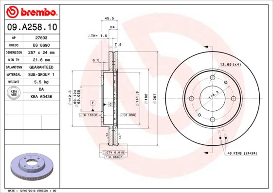 Brake Disc 09.A258.10