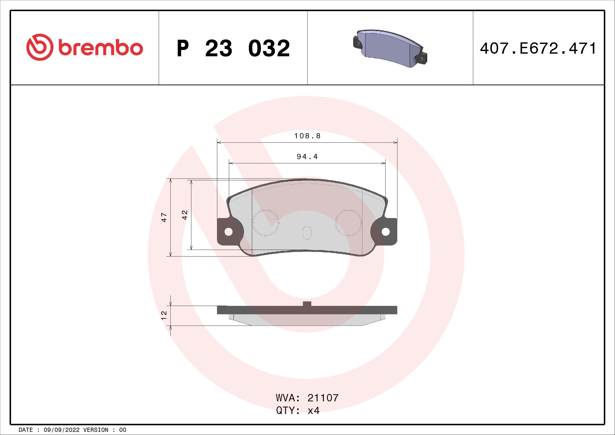 Brake Pad Set, disc brake P 23 032