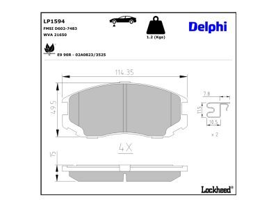 DELPHI LP1594 - Bremsbelagsatz, Scheibenbremse