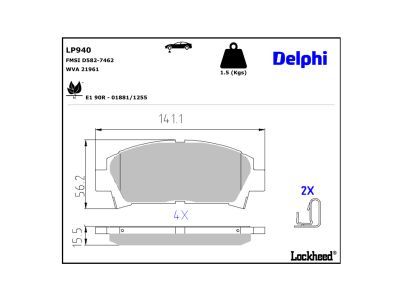 DELPHI LP940 - Bremsbelagsatz, Scheibenbremse
