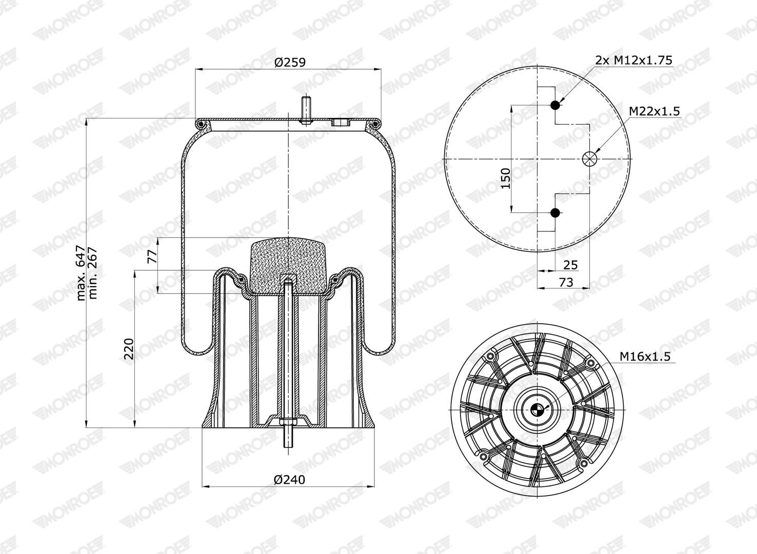 Cubrepolvo, suspensión neumática