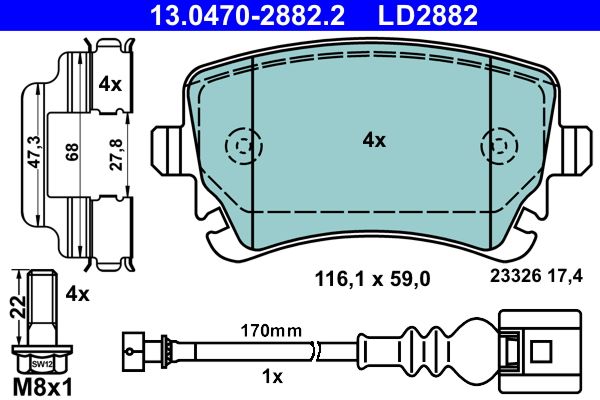 Brake Pad Set, disc brake 13.0470-2882.2