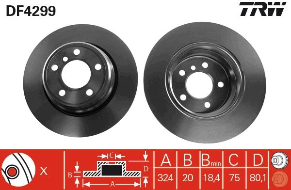 TRW BRAKE DISC - TWIN PACK - TecDoc 1