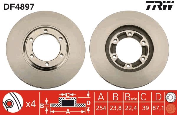 TRW BRAKE DISC - TWIN PACK - TecDoc 1