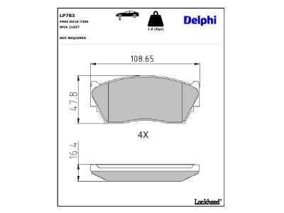 DELPHI LP783 - Bremsbelagsatz, Scheibenbremse