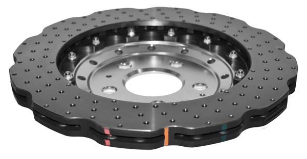 5000 Fully Assembled 2-piece Clear Anodised Hat Cross-drill and Dimple WAVE Disc KP [ Audi RS4-RS5 R ] - TecDoc 2