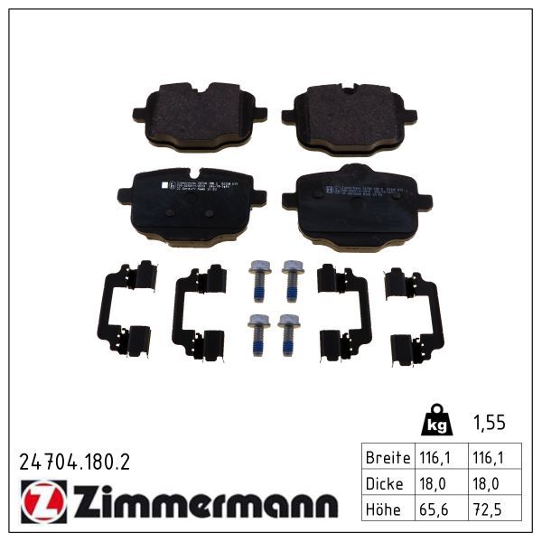 ZIMMERMANN 24704.180.2 - Bremsbelagsatz, Scheibenbremse