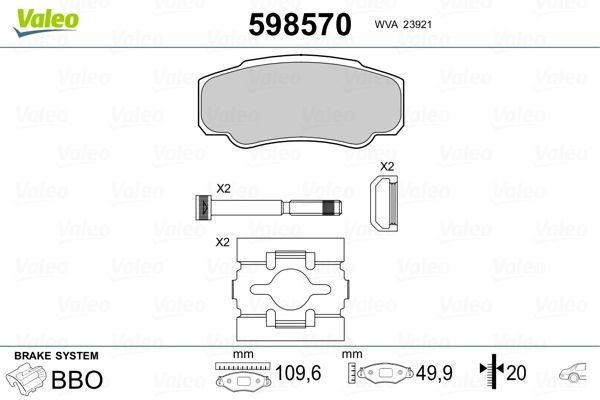 Brake Pad Set, disc brake 598570