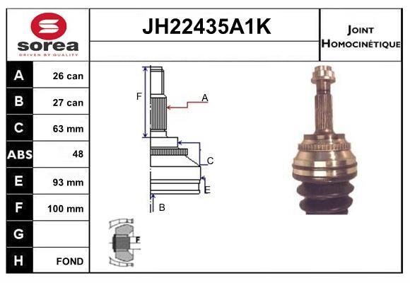 KIT CV JOINT AVEC KR120 - CORROLA -