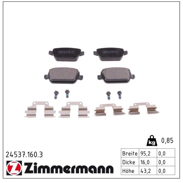 Zimmermann 24537.160.3 Bremsbelagsatz, Scheibenbremse