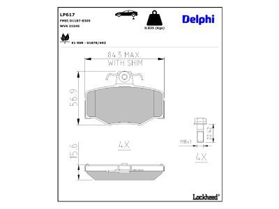 DELPHI LP617 - Bremsbelagsatz, Scheibenbremse