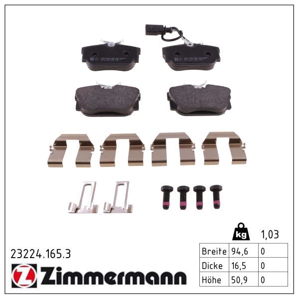 Zimmermann 23224.165.3 Bremsbelagsatz, Scheibenbremse