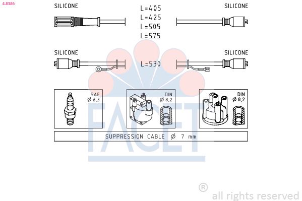 4.8386 FACET Made in Italy - OE Equivalent gyújtókábelkészlet