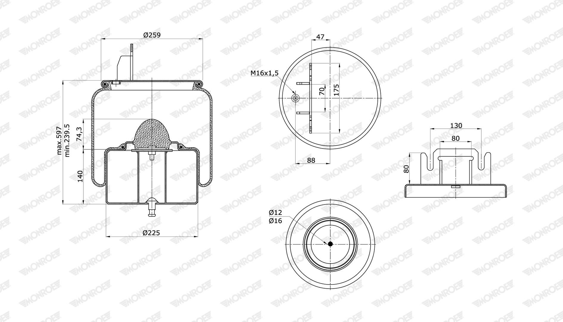 Cubrepolvo, suspensión neumática